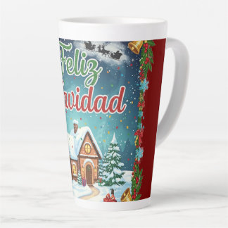 Taza Café Latte de Navidad – Feliz Navidad con Cas Latte Mug