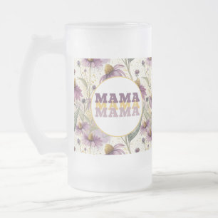 Taza De Café Watercolor Echinacea Purple & Gold Frosted Glass Beer Mug
