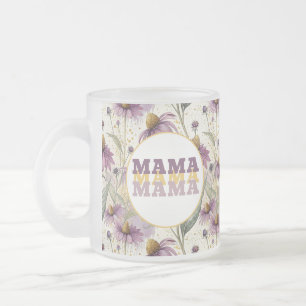 Taza De Café Watercolor Echinacea Purple & Gold Frosted Glass Coffee Mug