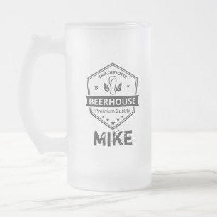 Taza De Cristal Esmerilado Beer fan Glass. Customi Frosted Glass Beer Mug