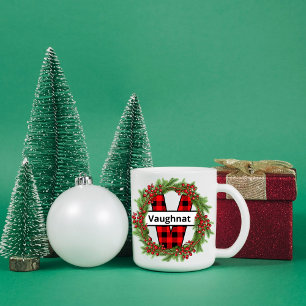 "Taza de navidad  personalizada con letra V"  Coff Coffee Mug