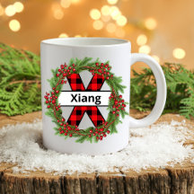 "Taza de navidad  personalizada con letra X"  Coff