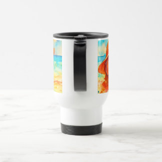 Taza de viaje perros en la playa a pincel travel mug