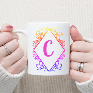 Taza Monograma Botánico Diamante Personalizada Coffee Mug