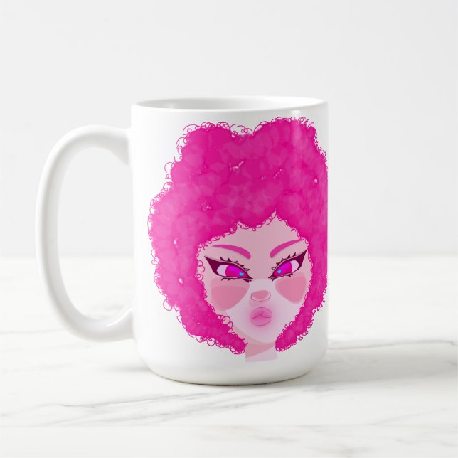 Taza with Beautiful Pink Girl Coffee Mug (Left)