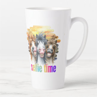 Tazas horse meme – funny horses on a selfie latte mug