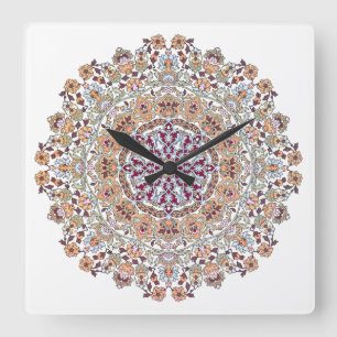 Tazhib decorado del arte persa, mandala persa square wall clock