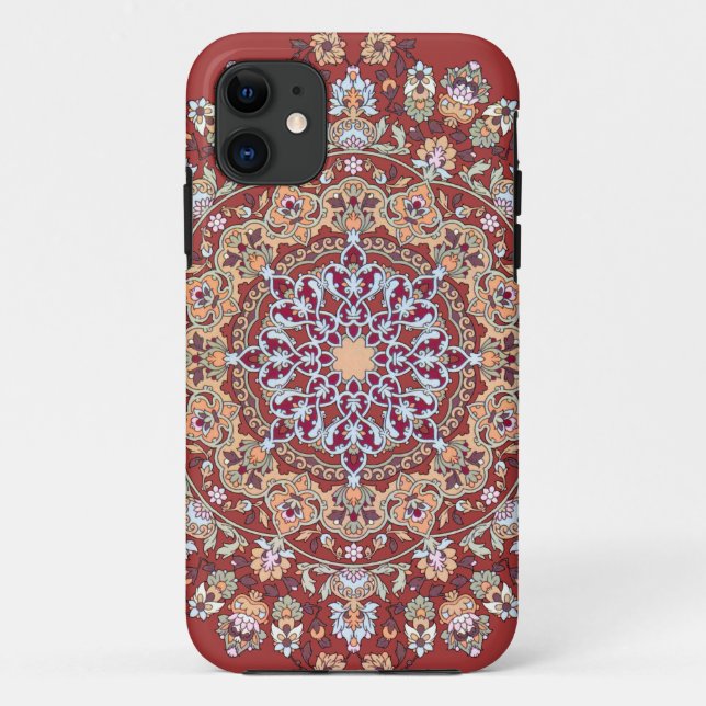Tazhib of Persian Art with a Red Background Mandal Case-Mate iPhone Case (Back)