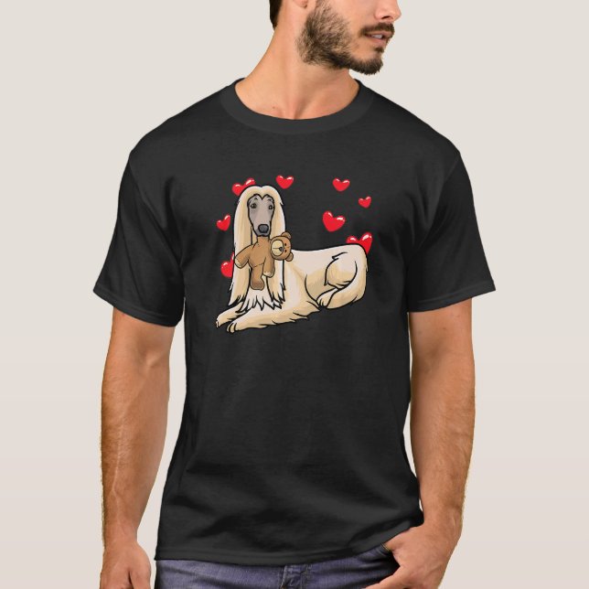 Tazi Dog Afghan Hound With Stuffed Animal T-Shirt (Front)