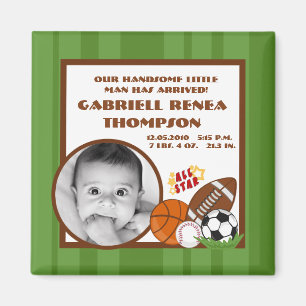 {TBA} 2"x2" All Star Green Announcement Magnet