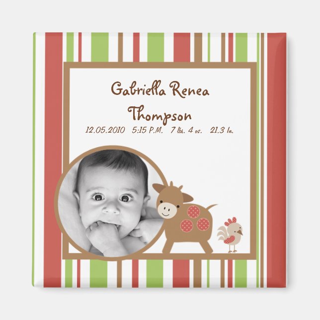 {TBA} 2"x2" Barn Farm Animals Announcement Magnet (Front)