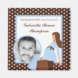 {TBA} 2"x2" Blue Mod Mum Polk  Announcement Magnet