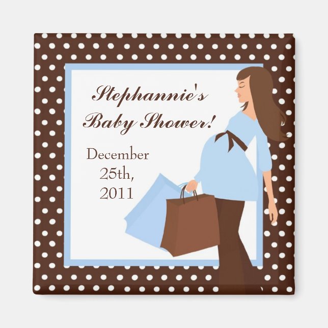 {TBA} 2"x2" Blue Mod Mum Polka Party Favour Magnet (Front)