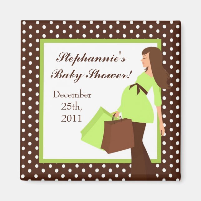 {TBA} 2"x2" Green Mod Mum Polka Party Favour Magne Magnet (Front)