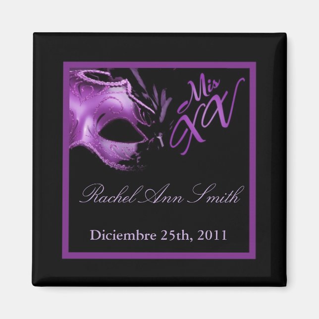{TBA} 2"x2" Mis XV Purple Lilac Favour Magnet (Front)