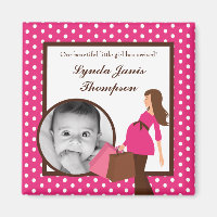 {TBA} 2"x2" Pink Mod Mum Polk  Announcement Magnet