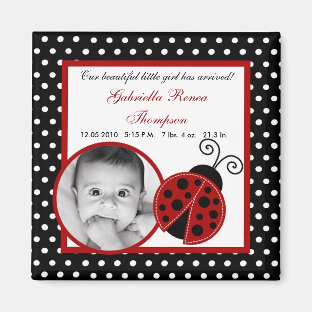 {TBA} 2"x2" Red Ladybug Announcement Magnet (Front)