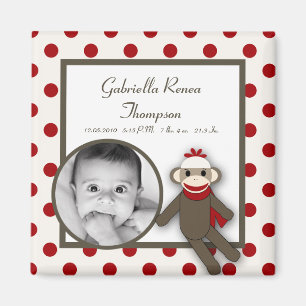 {TBA} 2"x2" Red Sock Monkey Announcement Magnet
