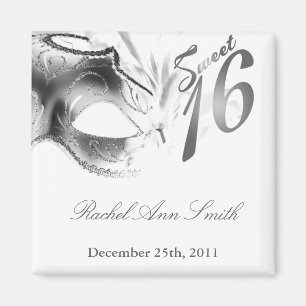 {TBA} 2"x2" Sweet 16 Silver Party Favour Magnet