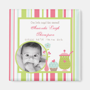 {TBA} 2"x2" Tea Party Pink Announcement Magnet
