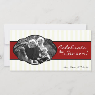 {TBA} 4x8 Red Striped Frame PHOTO Christmas Card