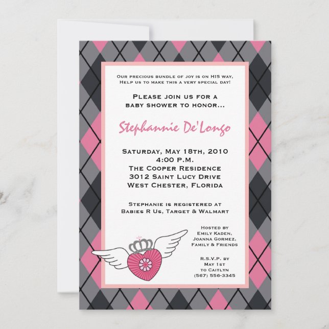 {TBA}5x7 Girl Punk Rock EMO Baby Shower Invitation (Front)