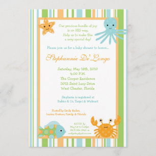 {TBA} 5x7 Ocean Sea Life Baby Shower Invitation
