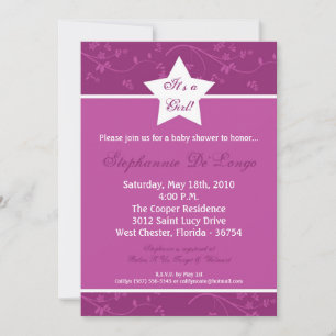 {TBA}5x7 Purple STAR Flower Baby Shower Invitation
