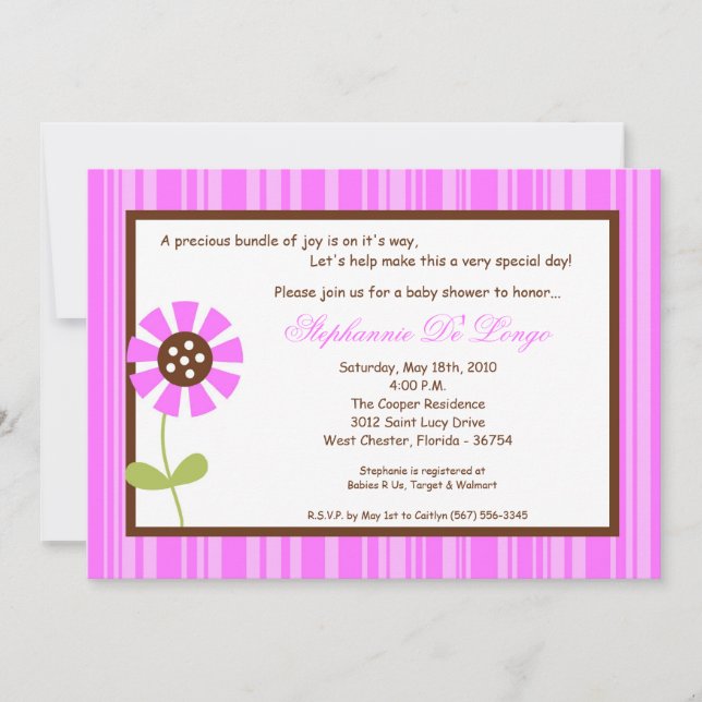 {TBA} 5x7 Spring Flower Baby Shower Invitation (Front)