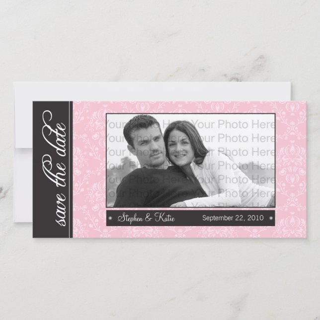 {TBA} 8x4" Baroque Pink Save the Date Announcement (Front)