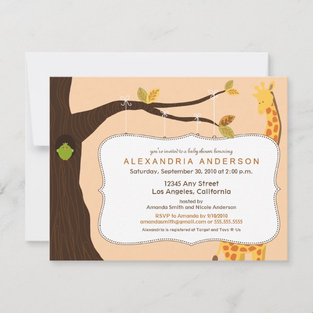 {TBA} Adorable Baby Tree Baby Shower Invite: peach Invitation (Front)