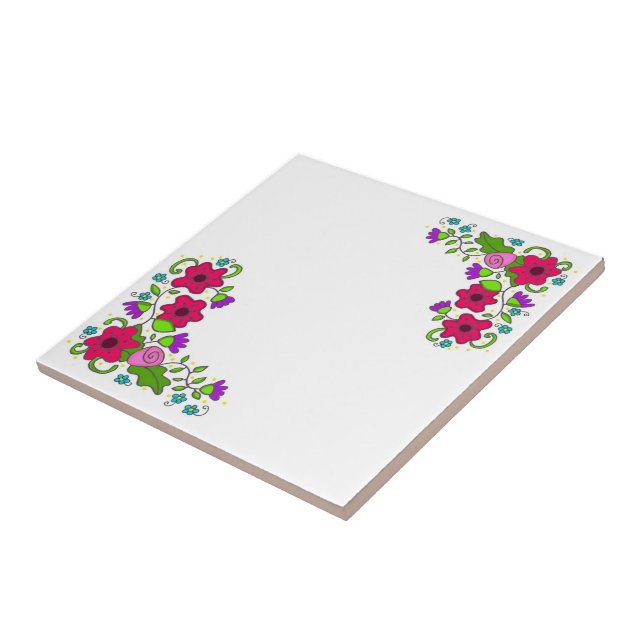 TBA AWARD - Ukrainian Floral Motif Folk Art Tile (Side)