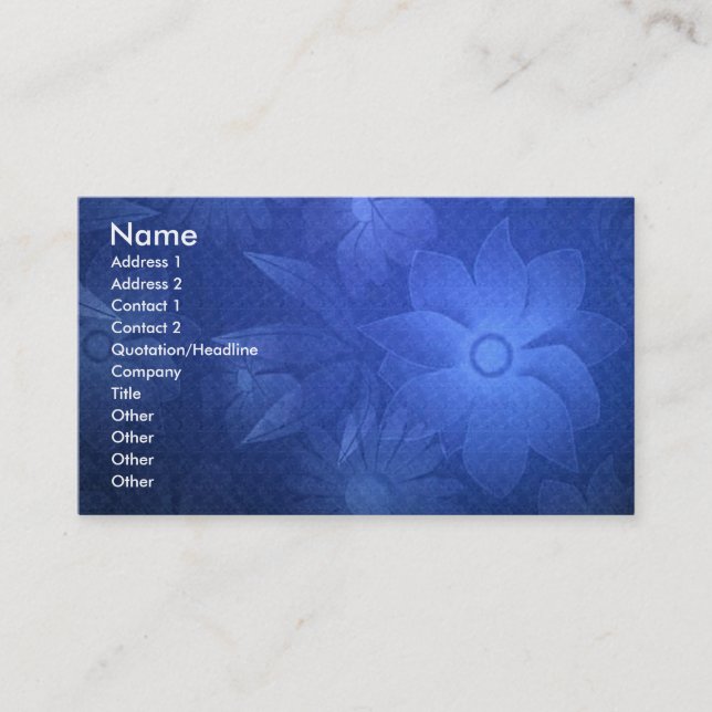 -TBA - Blue Floral Deco Business Card (Front)