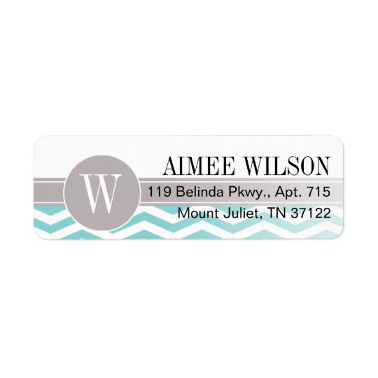 ::TBA:: Chic Chevron Monogram | teal Return Address Label