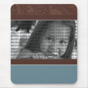 {TBA} Classy Chic Floral PHOTO template (teal) Mouse Mat