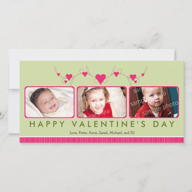{TBA} Customised Sweet Valentine's Day 3-Photo Holiday Card (Front)