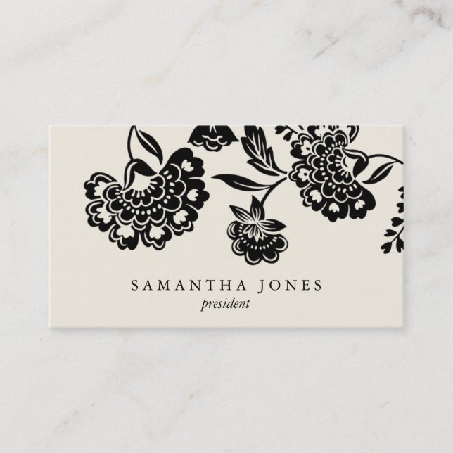 {TBA} damask floral calling card (Front)