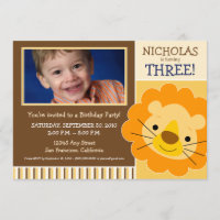 {TBA} Darling Lion Boys Birthday Invite (yellow)