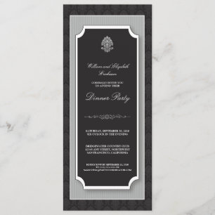 {TBA} Elegant Damask Dinner Party Invite (silver)