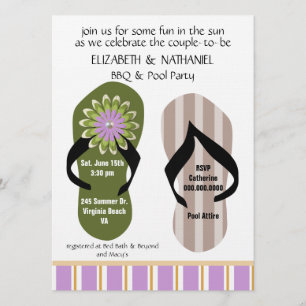 (TBA)Flippin Out Couples Wedding Shower Pool Party Invitation