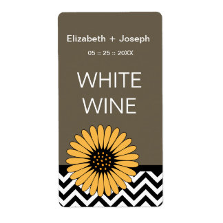 (TBA) Gerbera Daisy  & Chevron Wine Labels