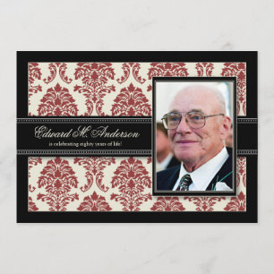 {TBA} Golden Years Damask Birthday Invite (red)