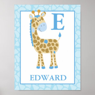{TBA} JUNGLE GIRAFFE BLUE BOY CUSTOM NAME PRINT
