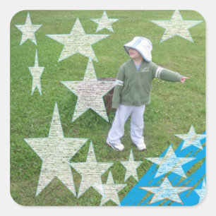 TBA Little Boy Child Cute Play Park Square Sticker