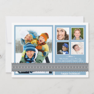 {TBA} Modern Ribbon Custom Holiday Card (blue)