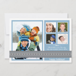 {TBA} Modern Ribbon Custom Holiday Card (blue)