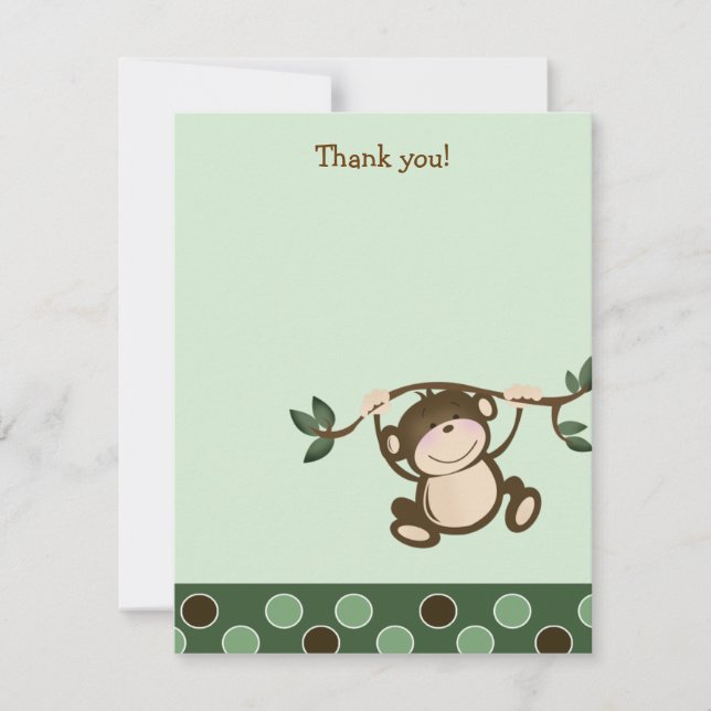 {TBA} MONKEY PLAY Monkeys Flat Thank you note Note Card (Front)