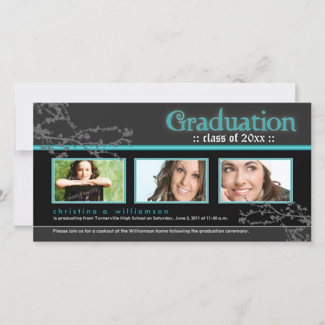 {TBA} Mystic Goth Graduation Announcement (aqua) (Front)