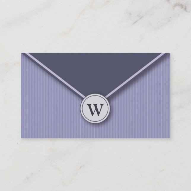 {TBA} Periwinkle Monogram Envelope Business Cards (Front)