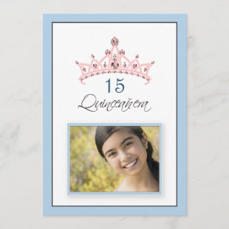 {TBA} Pink Jewelled Tiara Quinceañera Invitation